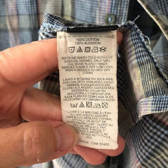 Oakley Men's Size Medium Plaid Button Front Shirt Collared Blue Green Dye Casual - Picture 4 of 10